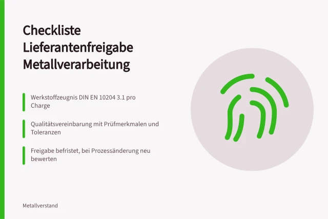 Checkliste zur Lieferantenfreigabe in der Metallverarbeitung. Checkliste für die Lieferantenfreigabe in der Metallverarbeitung